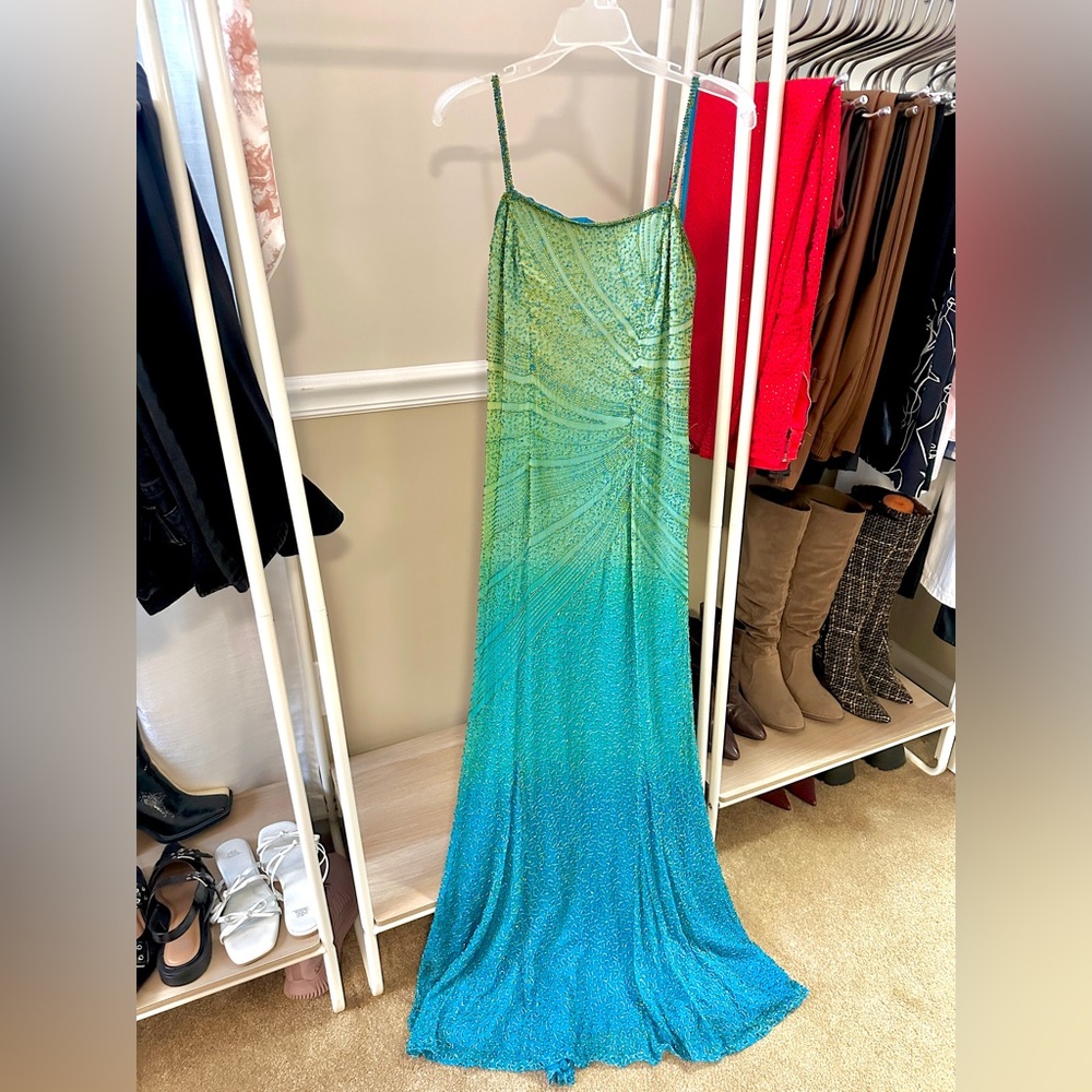 Mia Bella beaded silk gown